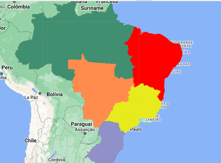 Regiões coloridas por categoria