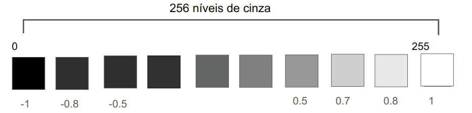 Mapeamento padrão: de −1 (preto) a 1 (branco)